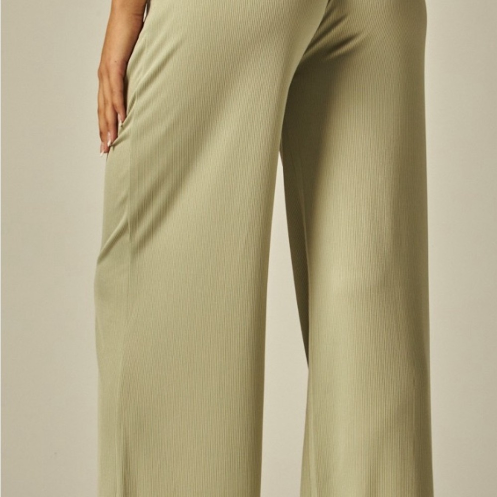 Stretchy Ribbed Drawstring Pocket Wide Leg Pants - Picture 4 of 4